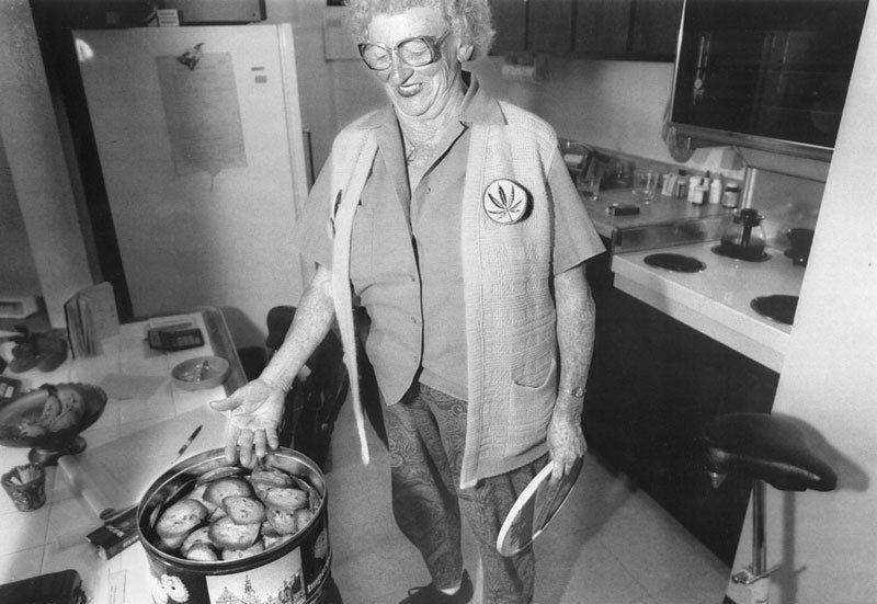 Brownie Mary, wearing one of her signature buttons. SCOTT SOMMERDORF / SAN FRANCISCO CHRONICLE / POLARIS