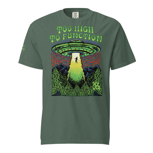 KQ Shop Blue Spruce / S 'Too High To Function' Unisex garment-dyed heavyweight t-shirt